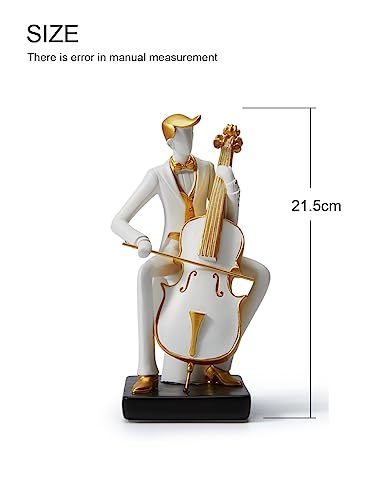 HAUCOZE Music Decor Musician Statue Cello Sculpture Figurine Music Lovers Gift for Studio Living Room Office 10 Inch