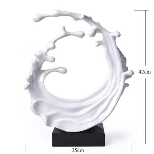 Abstract Sculpture Decor Modern Art Gift Sea Wave Figurine Table Centerpiece Statue for Living Room Bedroom Office White 16.5 Inch - color: White