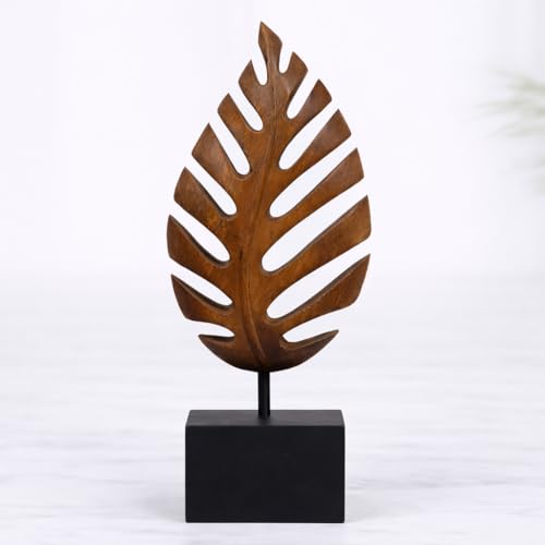 Decozen Solid Wood Leaf Sculpture, Gift for Mom, Home Decor, Living Room, Boho, Coffee Table, Centerpiece Table Decorations, Mantle, Bathroom Shelf, Farmhouse, Christmas Decorations - color: Leaf 2