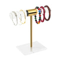 Acrylic Bracelet Holder Display Stand, Tangle-Free T-Bar Necklace Display for Vendors Retail Store Home, Clear Jewelry Organizer, Bangles Watch Holder Stands with Gold Stainless Rod - size: 1 Tier