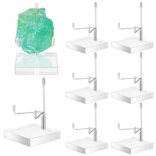 Kigley 8 Pcs Adjustable Metal Arm Display Stand Crystal Holder Easel Display with Acrylic Base Easel Rock Mineral Stand for Geodes Mineral Agate Collection (Silver,1.57 x 1.57 x 2.95 Inches) - color: Silver, size: 1.57 x 1.57 x 2.95 Inches