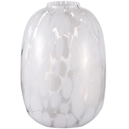 White Glass Vase, Large Glass Vase for Flowers, Modern Flower Vases, Tall Floor Vases for Living Room, Dining Table, Mantle, Shelf, Wedding, Office, 10 Inches - color: White