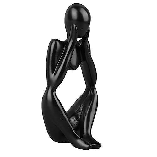 Abstract Thinker Statue | Synthetic Home Accent for Living Room/Office Desk/Bookshelf | Hollow Design Art Sculpture Collectible Present (Black Focus) - style: Black Focus