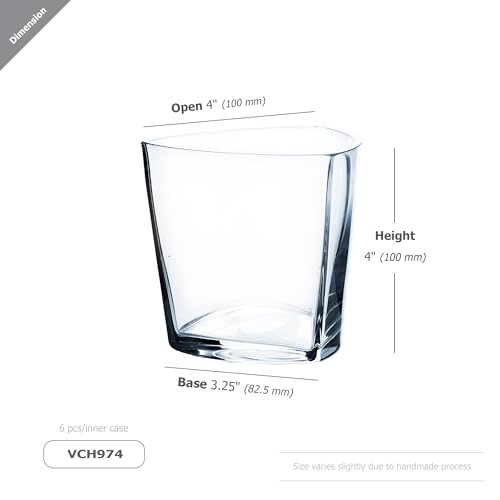 WGVI Clear Glass Tea Light Votive Candle Holder, Width 4", Height 4", Clear Round Triangular Opening, Glass Vase, Floral Container, Small Planter Terrarium, 1 Piece - size: Clear Triangular 4"H