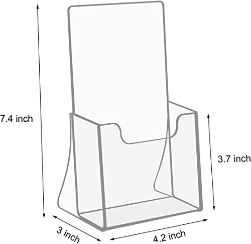 NIUBEE Acrylic Brochure Holder for 4’’ Trifold Pages, 50% Thicker Countertop Acrylic Literature Holder Plastic Flyer Display Stand for Magazine, Pamphlet, Booklets, Menu, Journals, 2 Pack - size: 4" x 6", style: 2 Pack