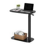 SANODESK Adjustable Overbed Bedside Table Pneumatic Adjustable Height Laptop Computer Standing Desk Cart with Tray, Hospital and Home Use(23.6" W x 13.8" D,Black) - color: Black, size: Xsmall