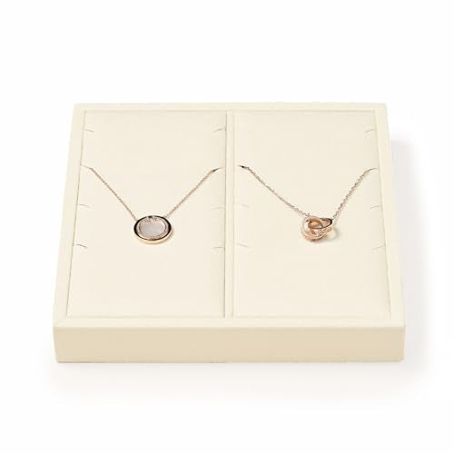 Oirlv Microfiber Jewelry Pendant Display Tray Jewelry Necklace Organizer Display Tray(Beige) - color: 8 Necklaces P13404