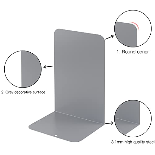 MSDADA Bookends, Book Ends for Book Shelves, Bookends for Office, Book Ends for Heavy Books, Metal Bookend Supports, Modern Minimalist Style Bookends, Grey(4 Pairs/8pcs) - color: Gray