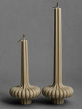 LAWA Set of 2 Pumpkin Base Candle - Beautiful Handmade Pillar Unscented Soy Wax Elegant Aesthetic Vase Candle Housewarming Gift Home Room Shelf Decor Idea Olive Beige - color: Olive Beige