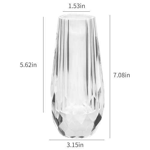 Crystal Flower Bud Vase Decorative Vase for Home or Dinner Table Outline Dimensions W3.1 x H7.1 with Gift Box - size: 8x18cm