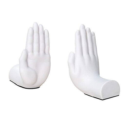 Danya B. Contemporary Accent Book Shelf Decor - Hands Sculpture Bookend Set of 2 (White) - color: White