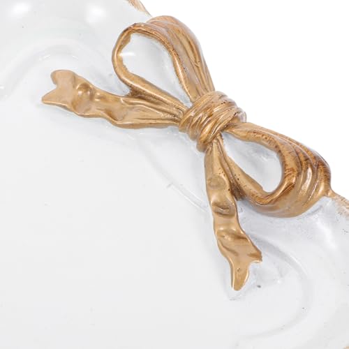 Kichvoe Retro Bowknot Jewelry Tray 7.87X4.72X0.78In Decorative Dessert Plate for Rings Necklaces Earrings Keys Holder Home Decor Cafe Display