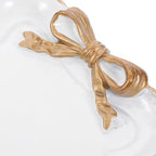 Kichvoe Retro Bowknot Jewelry Tray 7.87X4.72X0.78In Decorative Dessert Plate for Rings Necklaces Earrings Keys Holder Home Decor Cafe Display