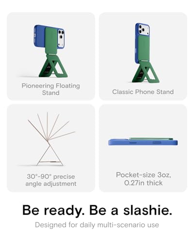 MOFT Phone Tripod Stand Selfie Stick for iPhone, Multi-Angles iPhone Stand, Lightweight & Portable Phone Holder, Strong Magnets, MOVAS Vegan Leather, Travel Essentials, Sapphire (Without Card Slot) - color: Sapphire x Without Card Slot, size: Wthout Card