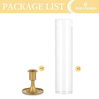 Romadedi Hurricane Candlestick Holders Gold - Taper Candle Holders Tall Clear Glass Cylinder for Wedding Table Centerpieces Party Decor Birthday Christmas Home Decorations Set of 2
