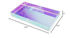 Iridescent Acrylic Tray 10.5" x 5.5", Vanity Tray for Dresser with Non-Slip Base, Small Bathroom Countertop Organizer for Makeup Perfume Jewelry, Cute Aesthetic Gift for Women, Purple