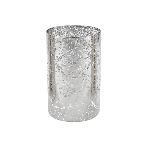 WGVI Hurricane Candle Holder Sleeve, W: 4", Ht: 6", Silver Speckled Glass Cylinder Open Both Ends, Chimney Tube Shade, 1 Piece - size: 4x6"H