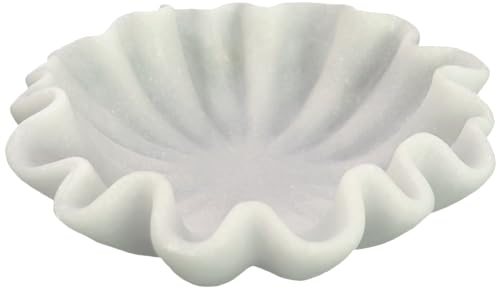 12" Large Handmade Decorative Bowl decor , Handicraft Scalloped Bowls for Modern Home Decor,Ruffle Decor,Key Bowl for Entry Table,Decorative Fruit Bowl for Kitchen Counter,Artificial Stone Milky White - color: Milky White, size: 12inch