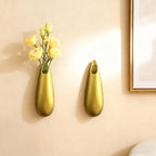 Sculptural Wall Ceramic Vase — 2 Pack Gold Hanging Sconce Vase | Turn Flowers into Art — Decorative Ceramic Wall Sconce for Single Stem Displays - size: 2pcs-Medium