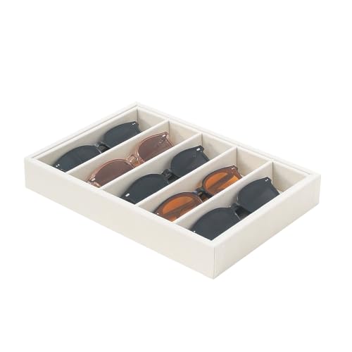 Bedside Organizer - Multi-use Holder for Desk Drawer, Nightstand, Desktop - Catchall Tray for Jewelry, Sunglasses, Phone, Watch, Perfume, Lipstick (Beige 5Grid) - color: Beige Velvet, size: 5 Grid