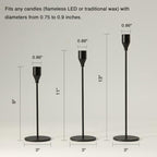 Upgraded Chrome Taper Candle Holders Set of 3 - Modern Matte Black Candlesticks (9/11/13 Inch), Weighted & Rust-Proof Metal Candle Stand for Fireplace Table Centerpiece - color: Black, size: 1 set (3 pcs)
