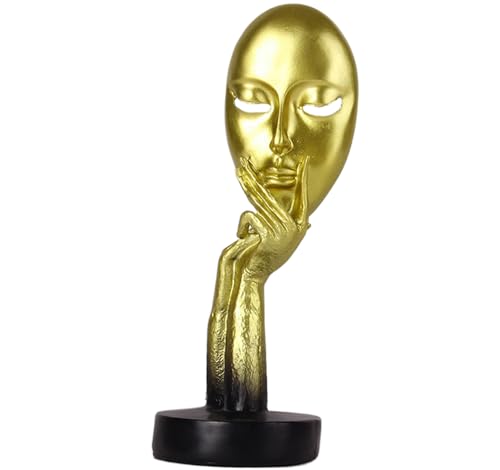 Elegant Abstract Thinking Woman Resin Sculpture - Modern Minimalist Geometric Decor, 7 Colors, 2 Sizes (12" and 15") - Contemporary Art for Living Room and Study (Gold 12 inch) - color: Gold 12 Inch