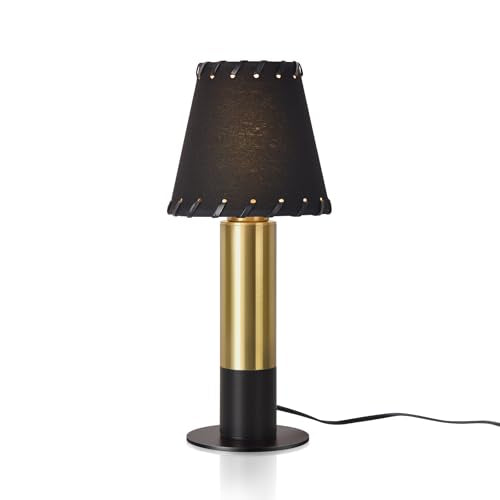 Black and Gold Table Lamp, small table lamp for bedroom, Modern Mini Nightstand Lamp with Fabric Shade, Cute Desk Lamp for Small Spaces for Kitchen Counter, Bookshelf, Living Room, Kids Dorm