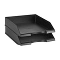 Amazon Basics Rectangular Stackable Desk Organizer Office Letter Tray, File Storage, Paper Organizer, Black, 2-Pack - style: letter tray