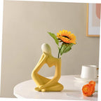 PRETYZOOM Minimalist Abstract Thinker Vase Ceramic Flower Pot for Home Decor Tabletop Decoration Modern Living Room and Office