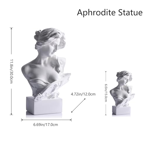 11.8" H Greek Mythology Bust Statue Decor,Artemis Statues Roman Goddess Figurines,Used for Sketch Practice Aesthetics Statues and Sculptures and Indoor Filling Space for Living Room, Bedroom (White) - color: White, size: Large