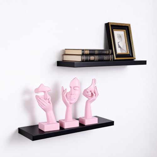 3 Pcs Thinker Small Statue Set - Pink Art Abstract Home Accent Figurines for Decor Woman Apartment Bookshelf Floating Shelf Coffee Table Office Desk Bathroom Counter Decor (3 Pcs Pink, 6") - color: 3 Pcs Pink, size: 6"