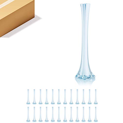 WGV Eiffel Tower Vase Bulk, Open 0.75", Height 12", (Multiple Sizes Choices) White Glass Floral Container with Sturdy Base, Flower Centerpiece for Wedding Event Home Decor, Arts Crafts, 24 Pieces - color: White (1 Case), size: 12"H