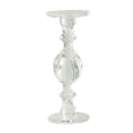 12" Clear Fluted Hand Blown Glass Pillar Candle Holder