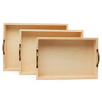 Unfinished Wood Nesting Serving Trays with Handles, 5 Sets of 3, Play Tray for Crafting, Resin, Organizing, & DIY Décor, by Woodpeckers - size: 5 sets