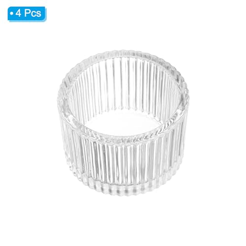 PATIKIL 4 Pcs Tealight Candle Holder, Tea Lights Candle Holder Glass Votive Candle Holders Glass Candle Holders for Table Centerpiece Decor Wedding Dinner Party, White - color: White