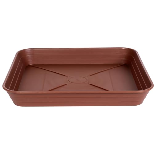 4 Pack Square Plant Saucer Tray 8 inch, 6 8 10 12 14 16 18 20 inch Heavy Duty Plastic Square Plant Saucers for Indoors Outdoor, Flower Planter Drip Trays for Pots, Seed Starting Tray - color: Brown, size: 8"-4 Pack