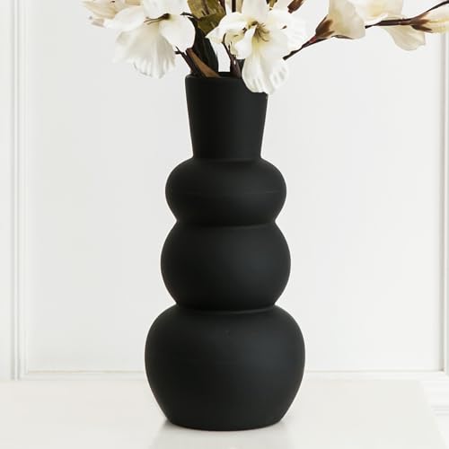 Black Vase, Modern Ceramic Vase, Black Matte Clay Vases for Pampas Grass, Minimalist Home Fresh Flowers, Dried Flowers - color: F-black Tall Vase