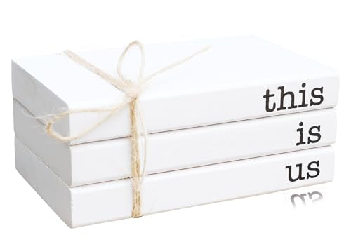 Mini Decorative Books for Tiered Tray Decor - Faux Wooden Books for Coffee Table Decoration - Farmhouse Shelf Decor - This is Us Sign - color: This is Us