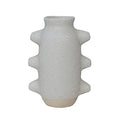 Creative Co-Op Abstract Stoneware Vase, White Volcano Finish, 9" H - size: 9" H