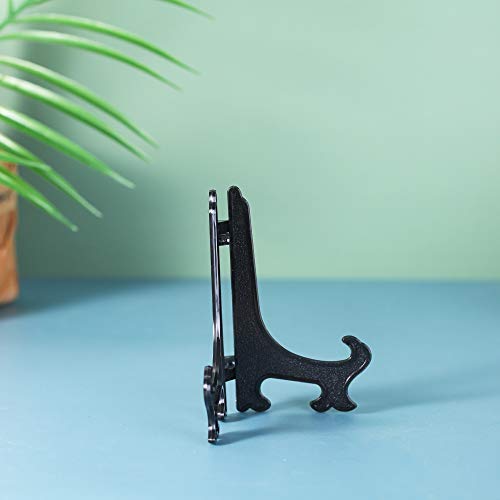 Artliving 5" Black 24pcs/Set Plastic Easels Plate Display Stands Picture Frame Stand Holder - color: Black, size: 5inch(24piece)