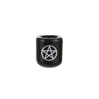 Mega Candles 5 pcs Ceramic Silver Pentacle Chime Ritual Spell Candle Holder - Black - color: Silver
