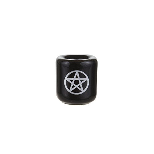 Mega Candles 5 pcs Ceramic Silver Pentacle Chime Ritual Spell Candle Holder - Black - color: Silver