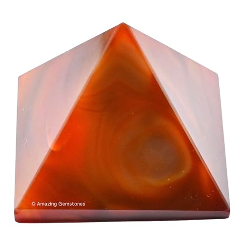 Amazing Gemstone Carnelian Pyramid Crystal Healing Stones - 2" Great Pyramid Figurine of Natural Stone Pyramid for Meditation, Reiki, Chakra Balancing and Crystal Pyramids Grid - color: Carnelian