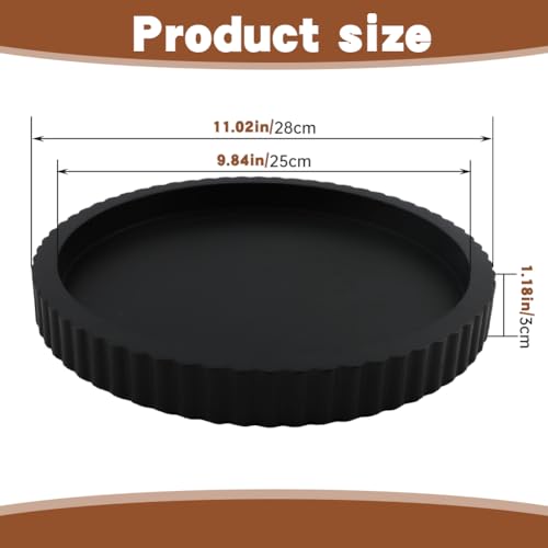 Round Concrete Tray for Coffee Table, 12 Inch Decorative Centerpiece Tray for Living Room, Kitchen & Home Decor(Color:Black) - color: Black