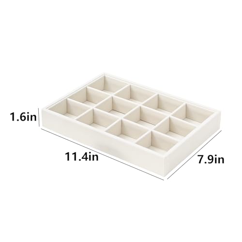 Beige 12Grid Bedside Organizer - Multi-use Holder for Jewelry, Sunglasses, Phone, Watch, Perfume, Lipstick - Nightstand & Desk-top Catchall Tray - color: Beige Velvet, size: 12 Grid