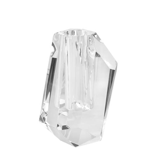 Crystal Vase Home Decor 5.9 Inch, Multi-Faceted Design Vase Centerpieces Decorations for Wedding or Gift, Clear Color with Gift Box - size: Small