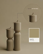 LAWA Hourglass Pillar Candle - Large Beautiful Handmade Pillar Scented Soy Wax Candle Elegant Bubble Aesthetic Candle Housewarming Gift Home Room Shelf Decor Idea Olive Beige (Set of 2) - color: Olive Beige