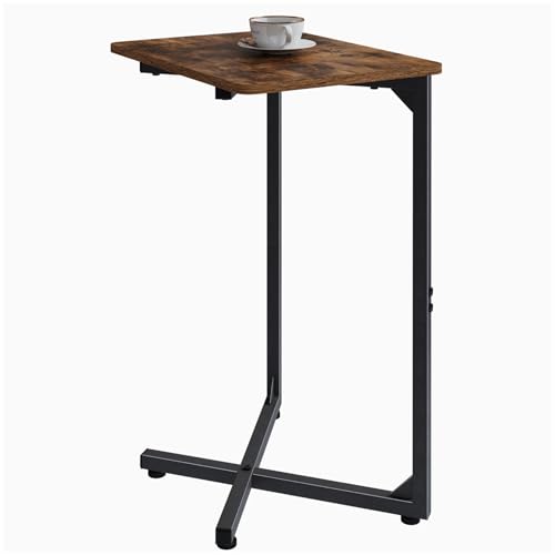 NEFROM C-Shaped End Table, Small Couch Side Table, Sofa TV Tray Table for Living Room, Bedroom, Bedside ET-X-BRW1 - color: Rustic Brown