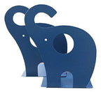 one Pair Cute Cartoon Elephant Nonskid Bookends Art Bookend Metal Bookends (Dark Blue) - color: Dark Blue
