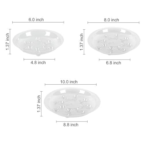 15 Pack Assorted Sizes 6 8 10 Inch Clear Thick Plastic Heavy Duty Sturdy Plant Saucer Drip Trays for pots, 5 Pieces of Each Size (Assorted Sizes 6'', 8'', 10'') - size: 6+8+10 INCH